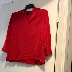 Rafaella Red V-Neck Blouse